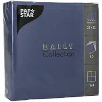 Papstar 50 Servietten "DAILY Collection" 1/4-Falz 32 cm x 32 cm Dunkelblau