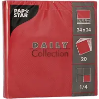 Papstar Servietten "DAILY Collection" 1/4-Falz 24 cm x 24 cm bordeaux, 20 x 20 Stück 400 Stück
