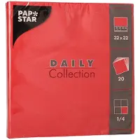Papstar 20 Servietten "DAILY Collection" 1/4-Falz 32 cm x 32 cm Rot