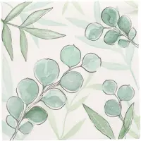 Papstar 200 Servietten, 3-lagig 1/4-Falz 33 cm x 33 cm "Eucalyptus Twigs" (89722, 10x20 Stück)