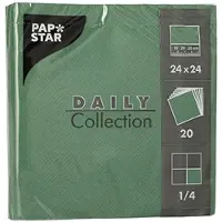 Papstar Servietten "DAILY Collection" 1/4-Falz 24 cm x 24 cm dunkelgrün, 20 x 20 Stück 400 Stück