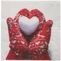 Papstar Servietten, 3-lagig 1/4-Falz 33 cm x 33 cm "Mittens in the Snow" 300 Stück