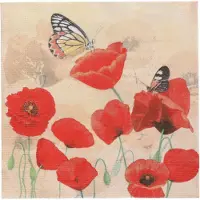 Papstar 200 Servietten, 3-lagig 1/4-Falz 33 cm x 33 cm Poppy Flowers