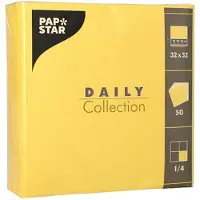 Papstar Servietten "DAILY Collection" 1/4-Falz 32 cm x 32 cm gelb, 14 x 50 Stück 700 Stück