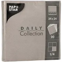 Papstar Servietten 1/4-Falz, 24x24 cm grau, "DAILY Collection" | Folie (20 Stück)
