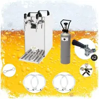 Ich-zapfe Komplett Set - Zapfanlage, Bierzapfanlage - Kontakt 40 2-leitig Trockenkühler, Durchlaufkühler 50 Liter/h, Green Line, Zapfkopf:Flach,Zapfkopf 2:Köpi
