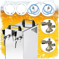 Ich-zapfe Komplett Set Zapfanlage Kontakt 40/K Bierzapfanlage 2-leitig Trockenkühlgerät aus Edelstahl, 50 Liter/h, mit Membranpumpe, Green Line, Zapfkopf:Dreikant,Zapfkopf 2:Köpi