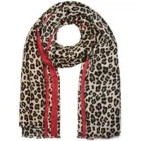 StyleBREAKER Schal "Weicher Schal mit Leoparden Print und Streifen" 1 Stk.