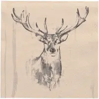 Papstar 200 Servietten, 3-lagig 1/4-Falz 33 cm x 33 cm natur Deer aus recyceltem Papier