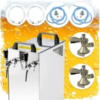 Ich-zapfe Komplett Set Zapfanlage Kontakt 40/K Bierzapfanlage 2-leitig Trockenkühlgerät aus Edelstahl, 50 Liter/h, mit Membranpumpe, Green Line, Zapfkopf:Köpi,Zapfkopf 2:Korb