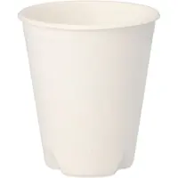 Papstar Trinkbecher Zuckerrohr "pure", 8 cm, weiß für Heißgetränke | Schrumpffolie (12 Stück)