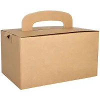 Papstar Lunch-Box "pure", mit Tragegriff, braun aus Pappe, Stärke: 424 g/qm, zusammenfaltbar