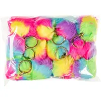 LG-Imports Flauschiger Schlüsselanhänger Regenbogenball, 12Stk.