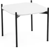 Meet by Paperflow Beistelltisch Meet, Quadrat, furniertes MDF, Stahlgestell, B 500 x T 500 x H 400 mm, weiß/schwarz