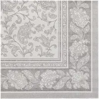 Papstar Servietten "ROYAL Collection" 1/4-Falz 40 cm x 40 cm grau "Ornaments", 8 x 20 Stück 160 Stück