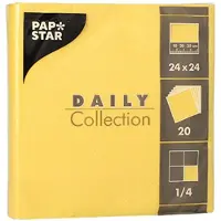 Papstar Servietten "DAILY Collection" 1/4-Falz 24 cm x 24 cm gelb, 20 x 20 Stück 400 Stück