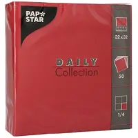 Papstar 50 Servietten "DAILY Collection" 1/4-Falz 32 cm x 32 cm Bordeaux
