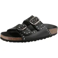 Verbenas Pantolette "Randell Napa Tachas", Damen, Gr. 36, Leder, schwarz, unifarben, Schuhe Pantolette, Sommerschuh, Hausschuh, Strandschuh mit Nietenverzierung