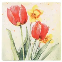 Papstar Servietten, 3-lagig 1/4-Falz 25 cm x 25 cm "Tulips & Daffodils", 12 x 50 Stück 600 Stück