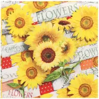 Papstar 10 X 20 Servietten, 3-lagig 1/4-Falz 33 cm x 33 cm "Sunflower Field"