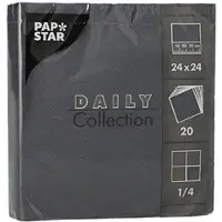 Papstar Servietten "DAILY Collection" 1/4-Falz 24 cm x 24 cm schwarz, 20 x 20 Stück 400 Stück