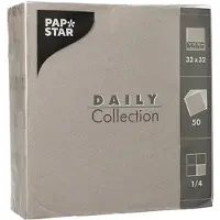 Papstar Servietten "DAILY Collection" 1/4-Falz 32 cm x 32 cm grau, 14 x 50 Stück 700 Stück