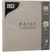 Papstar 300 Servietten `DAILY Collection` 1/4-Falz 32 cm x 32 cm grau