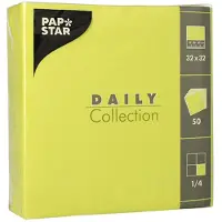 Papstar Servietten "DAILY Collection" 1/4-Falz 32 cm x 32 cm limonengrün, 14 x 50 Stück 700 Stück