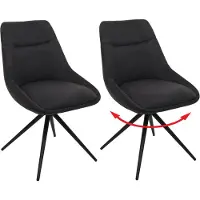 Mendler 2er-Set Esszimmerstuhl MCW-M65, Küchenstuhl Lehnstuhl Stuhl, drehbar Auto-Position Metall Stoff/Textil anthrazit