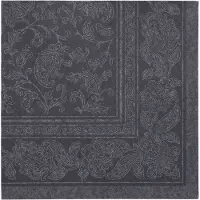 Papstar Servietten "ROYAL Collection" 1/4-Falz 40 cm x 40 cm schwarz "Ornaments", 8 x 20 Stück 160 Stück
