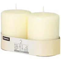 Starpak 2 Stumpenkerzen Ø 80 mm mit Flachkopf 100 mm - elfenbein "Ivory"