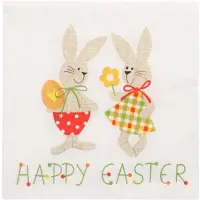 Papstar Servietten, 3-lagig 1/4-Falz 33 cm x 33 cm "Bunny Couple", 15 x 20 Stück 300 Stück