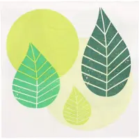 Papstar 20 Servietten, 3-lagig 1/4-Falz 40 cm x 40 cm grün "Graphic Leaves"