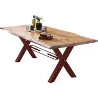 SIT Möbel Esstisch Baumkante | 220 x 100 cm | Platte 56 mm Akazie natur | X-Gestell Metall antikbraun | B 220 x T 100 x H 78 cm | 15875-00 | Serie TABLES & CO