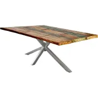 SIT Möbel Esstisch aus Altholz in bunt, Gestell in antiksilber | B 220 x T 100 x H 76 cm | 15364-40 | Serie TABLES & CO