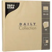 Papstar 20 Servietten "DAILY Collection" 1/4-Falz 32 cm x 32 cm Sand