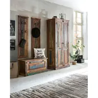 SIT Möbel Dielen-Set | 4-tlg. | Altholz lackiert bunt | 1 Schuhschrank, 2 Garderobenpaneele, 1 Kleiderschrank | B 85 x T 45 x H 180 cm | 18000-62 | Serie RIVERBOAT