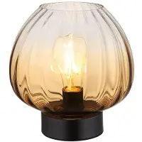 Globo Lighting LED Tischleuchte, Schalter, schwarz, Glas amber, H 23,5 cm