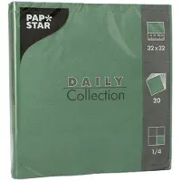 Papstar 20 Servietten "DAILY Collection" 1/4-Falz 32 cm x 32 cm Dunkelgrün