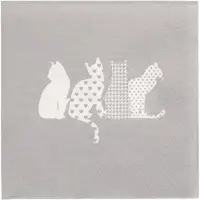 Papstar 10 X 20 Servietten, 3-lagig 1/4-Falz 33 cm x 33 cm "Cats"