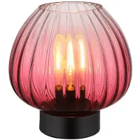 Globo Lighting LED Tischleuchte, Schalter, Glas rot, schwarz, H 23,5 cm