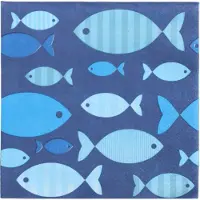 Papstar 10 X 20 Servietten, 3-lagig 1/4-Falz 33 cm x 33 cm "Blue Fish"