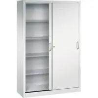 C+P CP-Möbel Werkzeugschrank 2049-00, aus Metall, lichtgrau, mit Schiebetüren & 4 Fachböden, abschließbar, 120 x 195 x 40cm