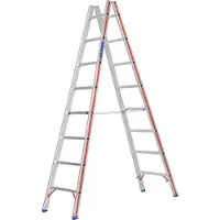 Hymer Sprossenstehleiter, beidseitig begehbar, 2x8 Sprossen, senkr. Höhe 2,30 m, Reichhöhe 3,63 m, Gewicht 9,2 kg
