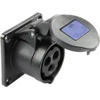 Pce 313-6x CEE-Anbausteckdose gerade (70x70mm) 16A 3p 6h IP44/IP54 schwarz 3136x