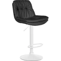 DELUKE Barhocker MITUN - Kunstleder Schwarz 46x54x92 cm Weiß | Barstuhl Höhenverstellbar Mit Lehne Drehbar Tresenhocker Tresenstuhl Kneipenhocker