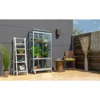 Pergart Vitavia Balkon- und Anlehn-Gewächshaus "Stad" aluminium eloxiert 3 mm ESG mit Rollfundament