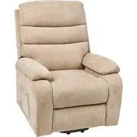 Beliani Sessel Beige Stoff Elektrisch Verstellbar mit Armlehnen Fußablage Relaxfunktion Modern Bequem Relaxsessel Fernsehsessel Wohnzimmer
