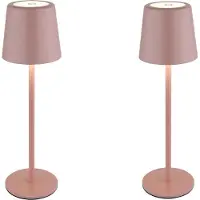 Globo Lighting 2x LED Tischleuchte, pink, Metall, Akku, Touchdimmer, H 28 cm