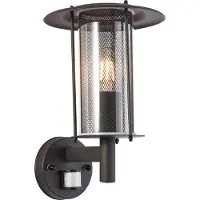 Brilliant schwarze Außenwandleuchte DETROIT | stehende Außenwandlampe mit Bewegungsmelder | IP44 | 1x E27 Fassung max. 20W | Metall/Kunststoff